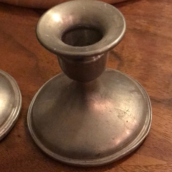 Revere Pewter VTG Pair Of 2 Candle Holders Weighted Pewter Set Round - Picture 9 of 13